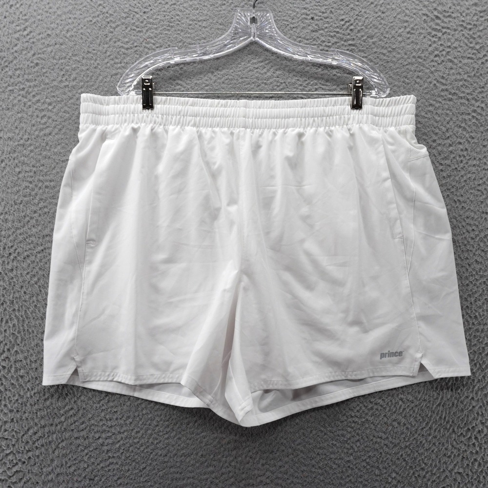 Prince Mens 5 Inch Woven Athletic Tennis Shorts White XXL Lined NEW